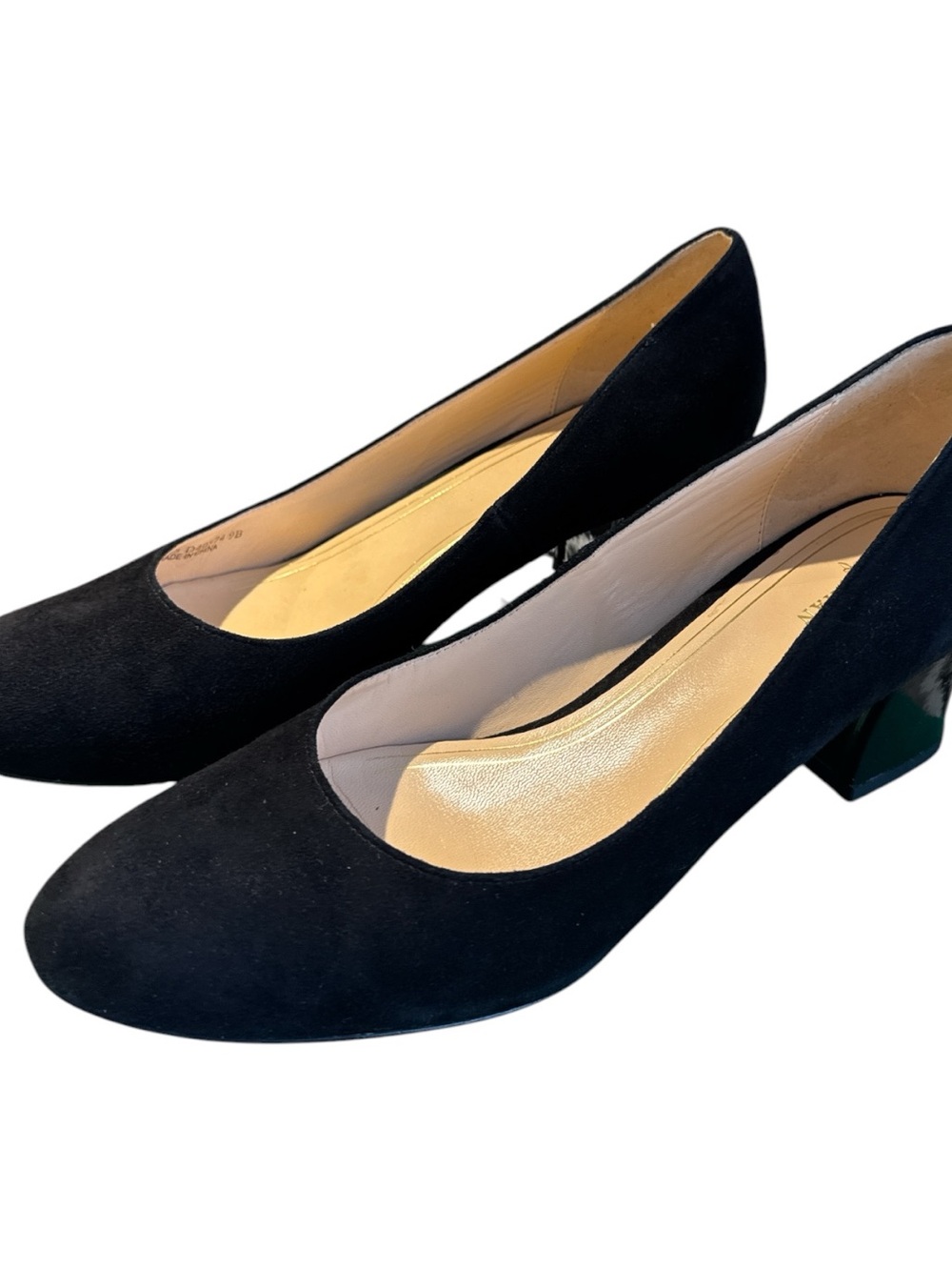Cole Haan Black Suede Low Block Heel Pumps